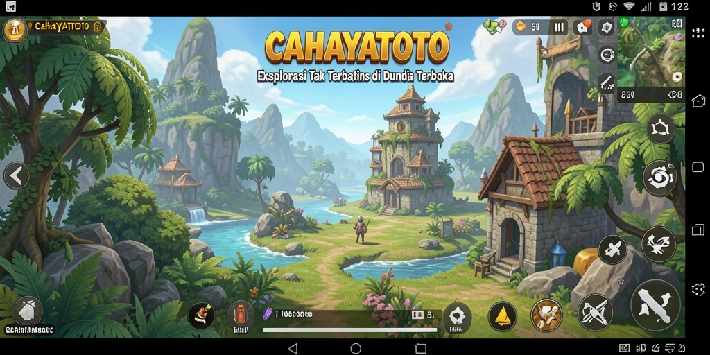 Tampilan gameplay CAHAYATOTO dalam dunia terbuka yang luas.