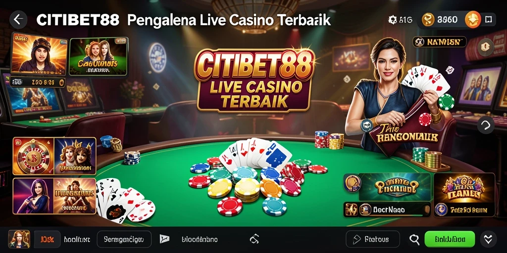 Screenshoot gameplay <strong>CITIBET88</strong> menunjukkan dealer langsung dan suasana kasino yang mendebarkan.