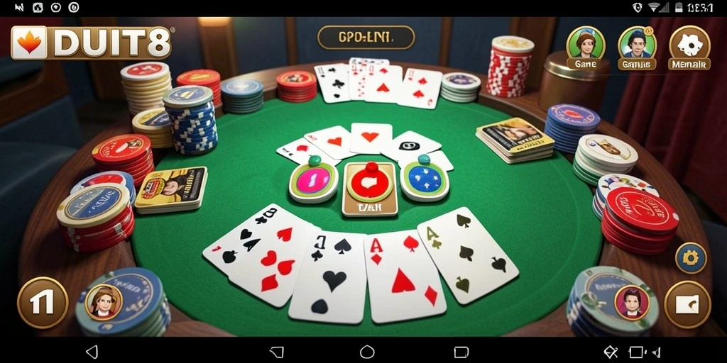 Gameplay seru DUIT8 dengan tampilan Gaple mengasyikkan.