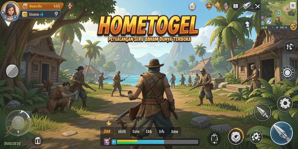 Tampilan gameplay HOMETOGEL yang memukau dalam eksplorasi dunia terbuka.