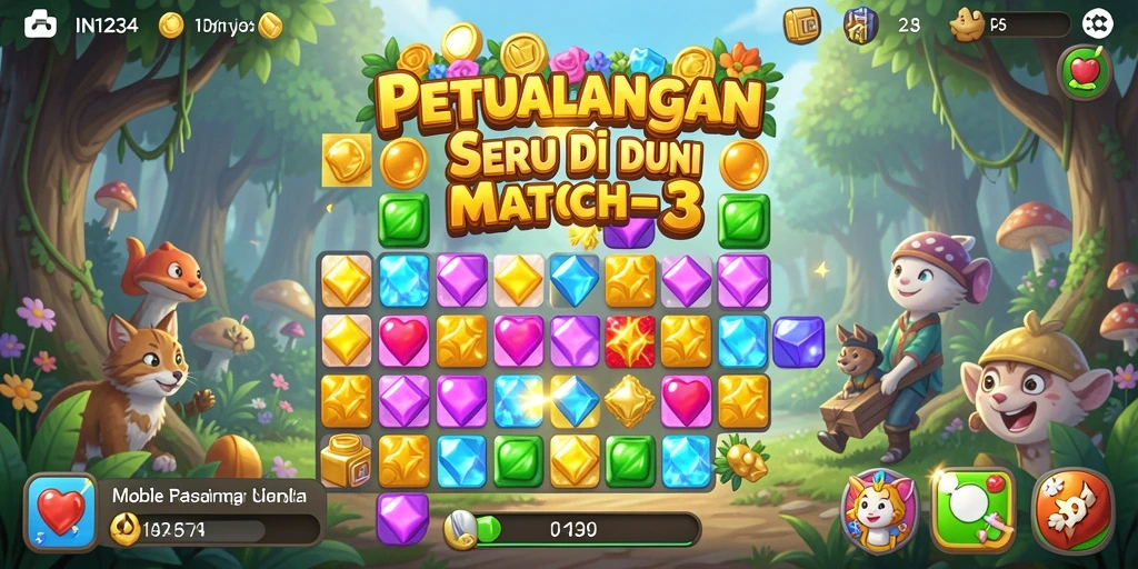 Tampilan gameplay menarik dari IN1234 dalam puzzle Match-3.
