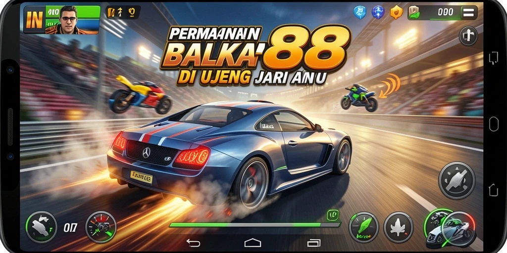 Tangkapan layar gameplay IN88 menampilkan aksi balapan yang seru dan mendebarkan.