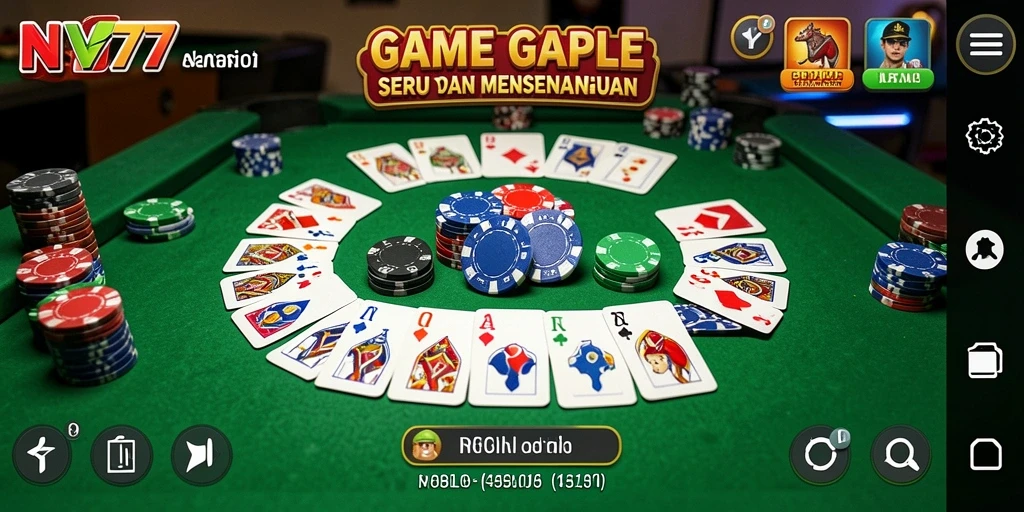 Tampilan gameplay NV77 yang seru dan interaktif dalam permainan Gaple.