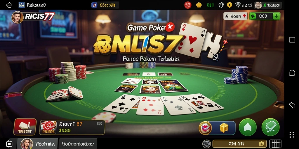 Gameplay RICIS77 menampilkan pemain yang berkonsentrasi pada permainan Poker.