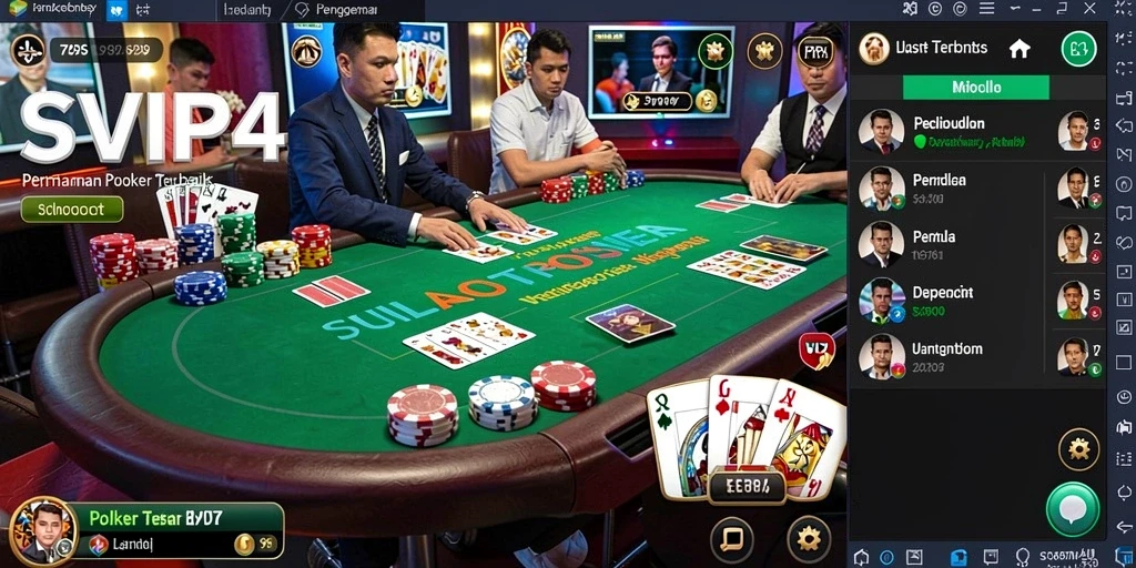 Screenshot gameplay SVIP4 menampilkan suasana penuh aksi poker.