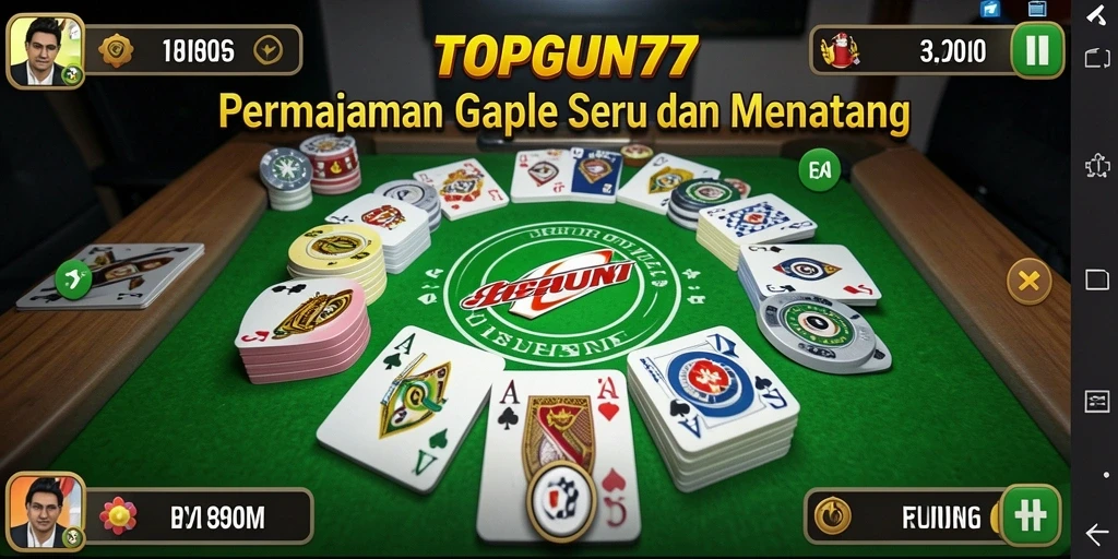 Tampilan menarik dari gameplay Gaple di TOPGUN77.