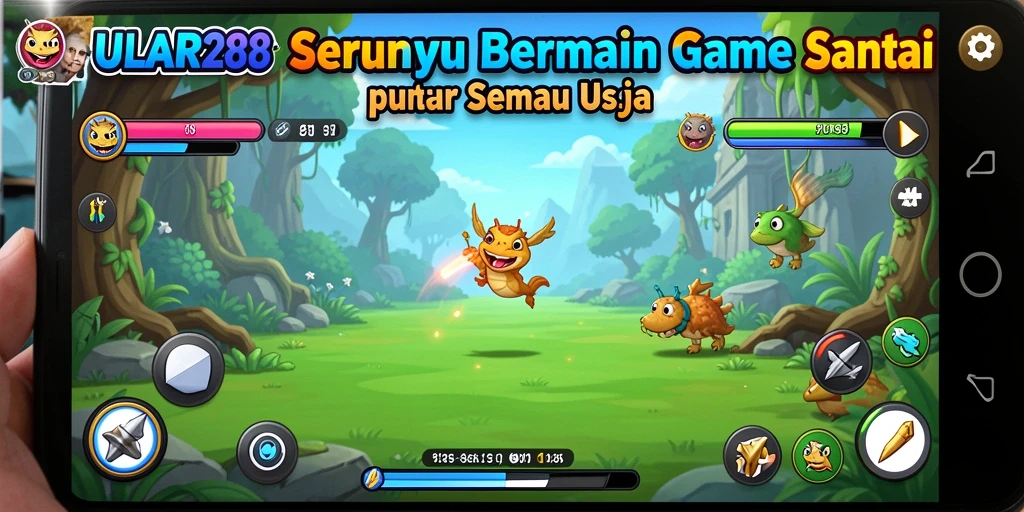 Tampilan gameplay <strong>ULAR288</strong> yang ceria dan menarik perhatian.