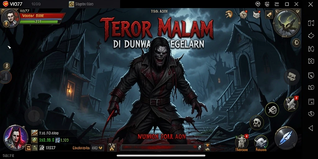 Screenshot gameplay VIO77 yang menunjukkan suasana mencekam dan penuh misteri.