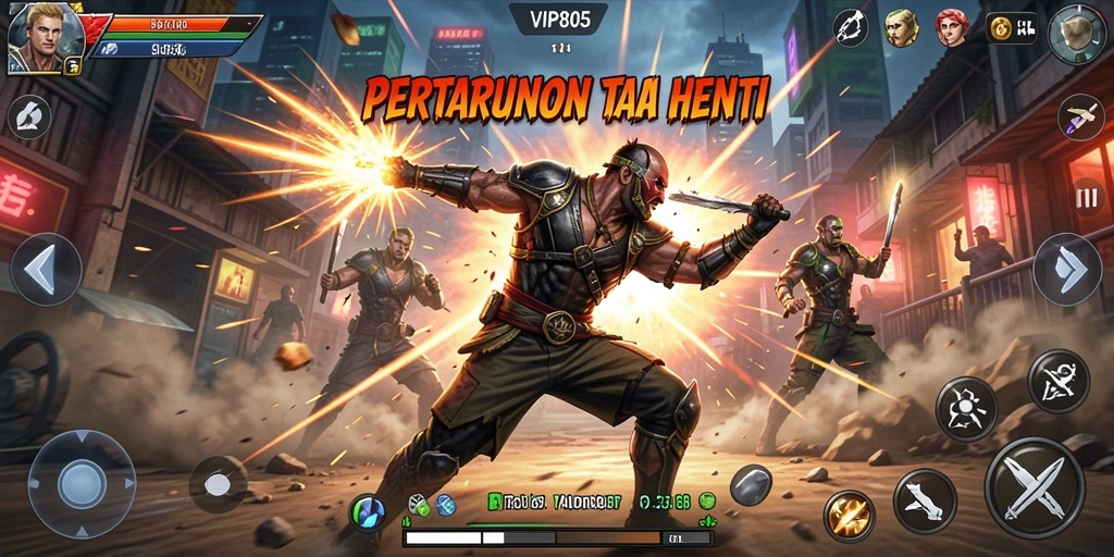 Tangkapan layar permainan VIP805 menampilkan pertempuran aksi yang intens.