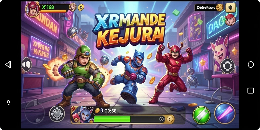 Screenshot utama X168 menampilkan gameplay seru dalam suasana Arcade.